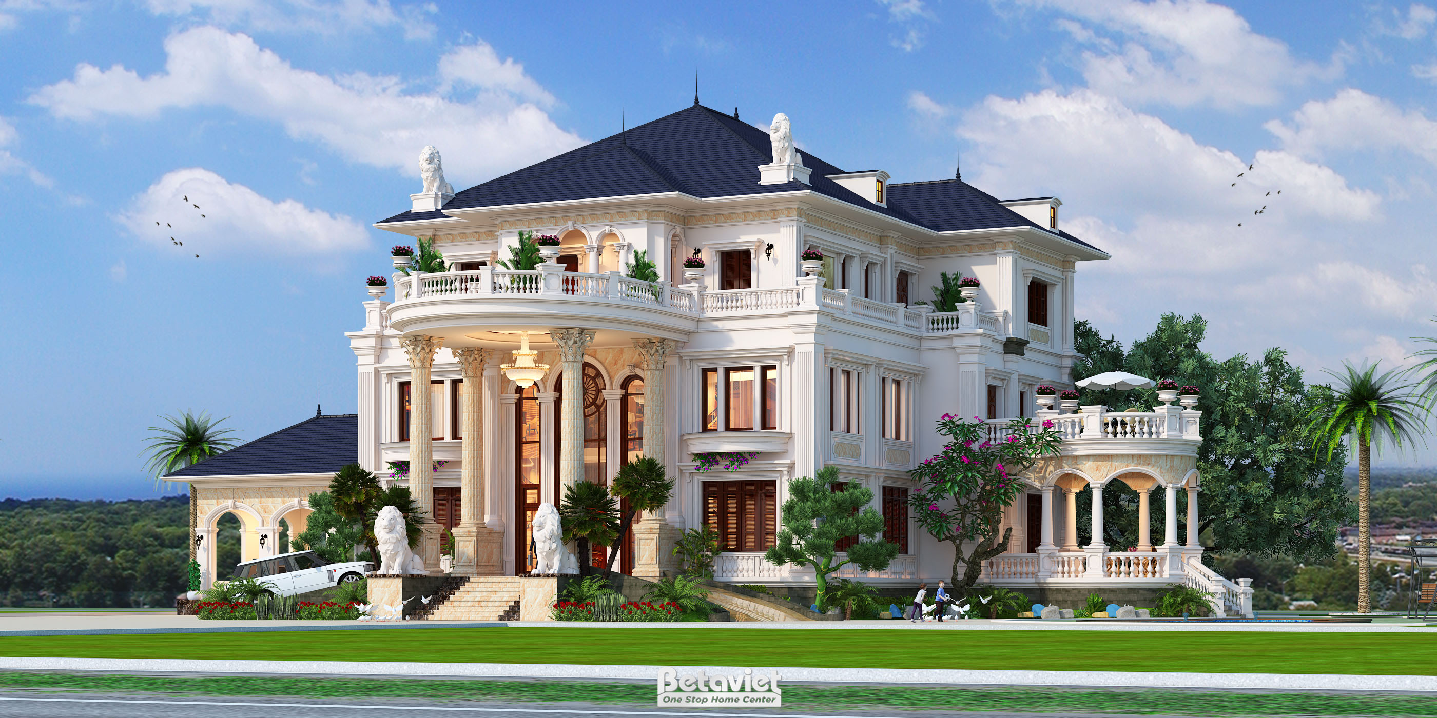 Mẫu thiết kế dinh thự 4 tầng tân cổ điển 2000m2 tại Thanh Hóa KT20071