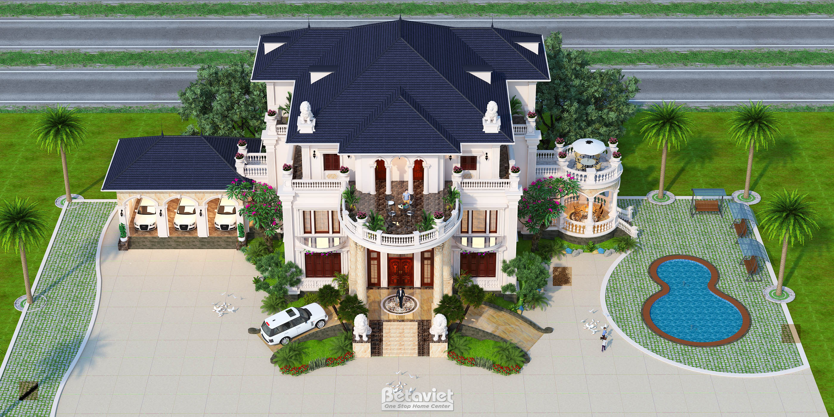 Mẫu thiết kế dinh thự 4 tầng tân cổ điển 1600m2 tại Thanh Hóa KT20071