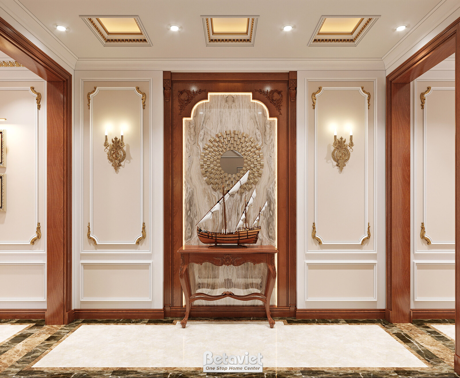 Nội thất hành lang biệt thự hiện đại NT22209 – góc nhìn 2