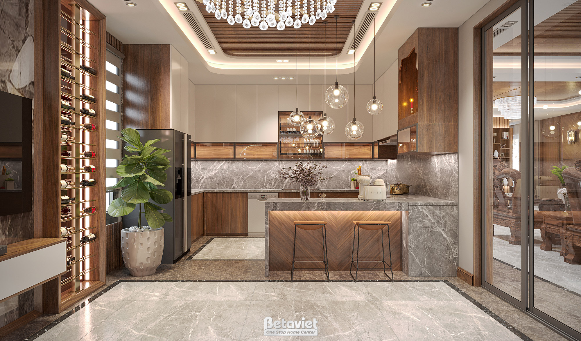 Mẫu thiết kế nội thất phòng bếp hiện đại NT22193