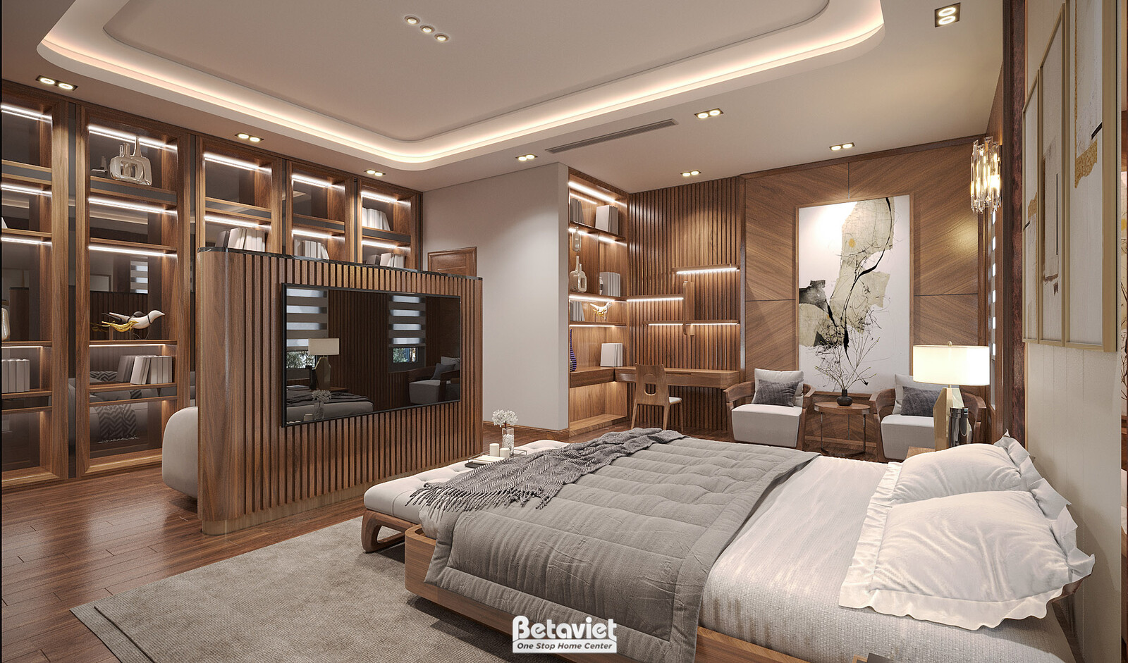 Nội thất phòng ngủ biệt thự hiện đại KT22193 – góc nhìn 5