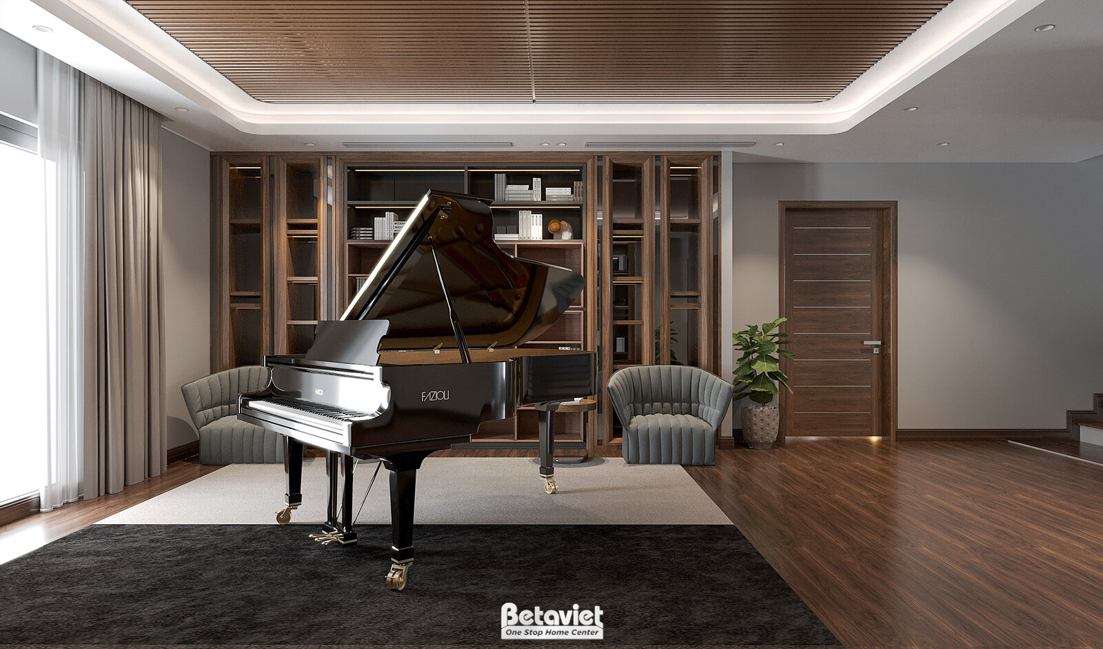 Nội thất phòng sinh hoạt chung biệt thự hiện đại KT22193 – góc nhìn 4