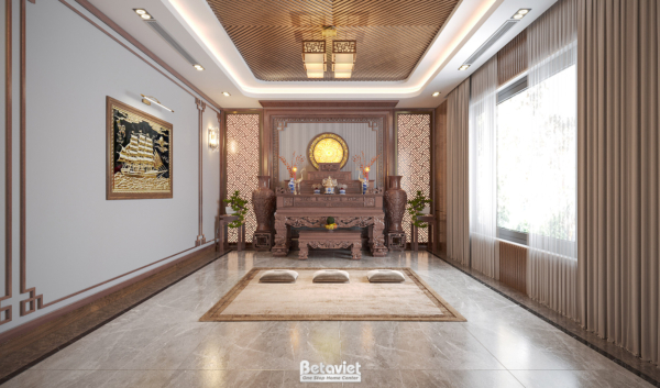 Mẫu thiết kế nội thất phòng thờ truyền thống NT22193