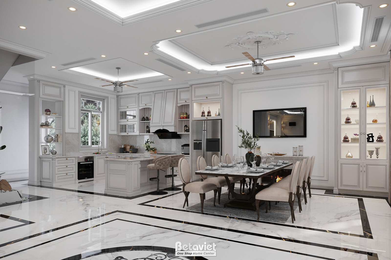 Nội thất phòng ăn biệt thự tân cổ điển NT23323 – góc nhìn 2