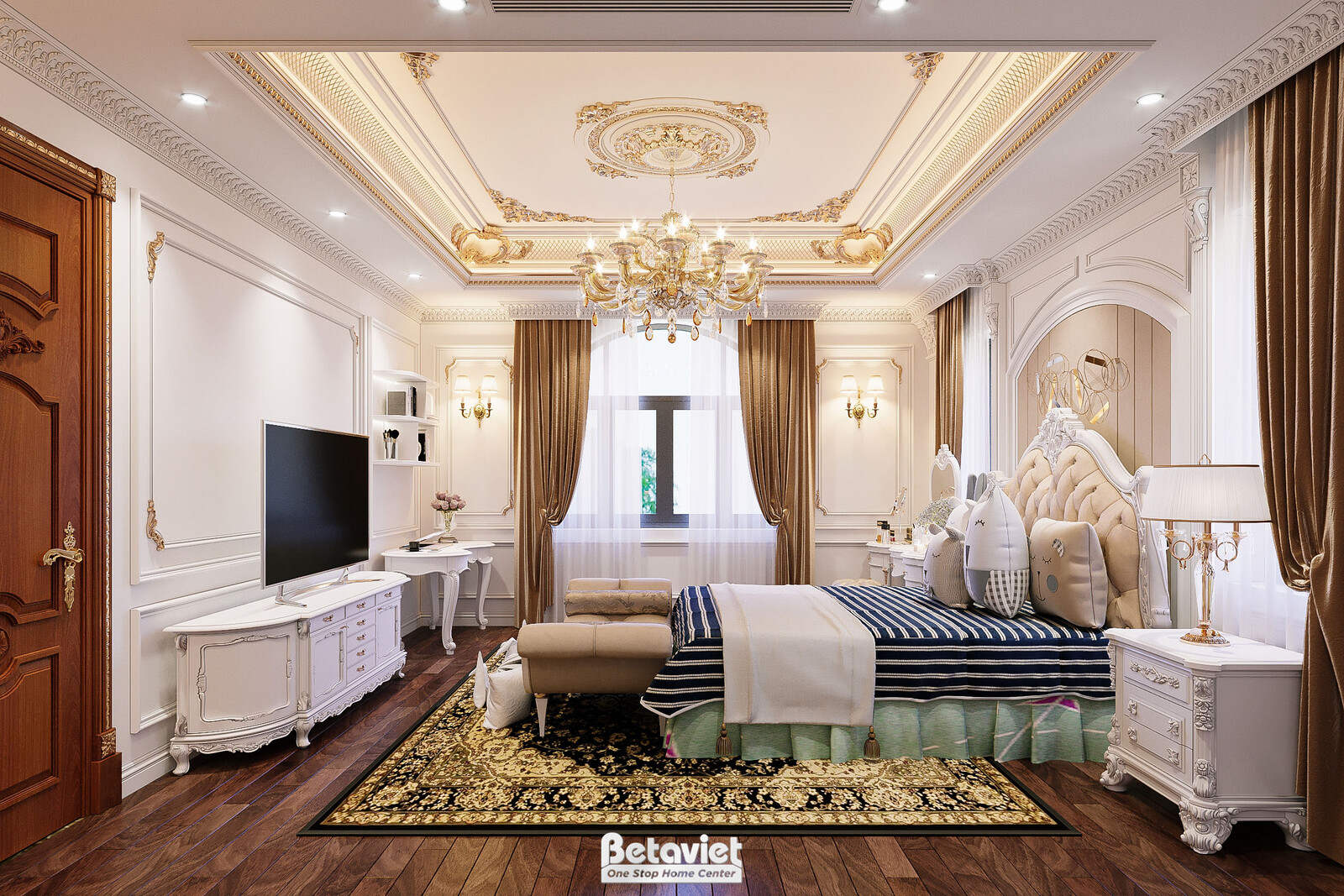 Nội thất phòng ngủ biệt thự tân cổ điển NT21013A – góc nhìn 13