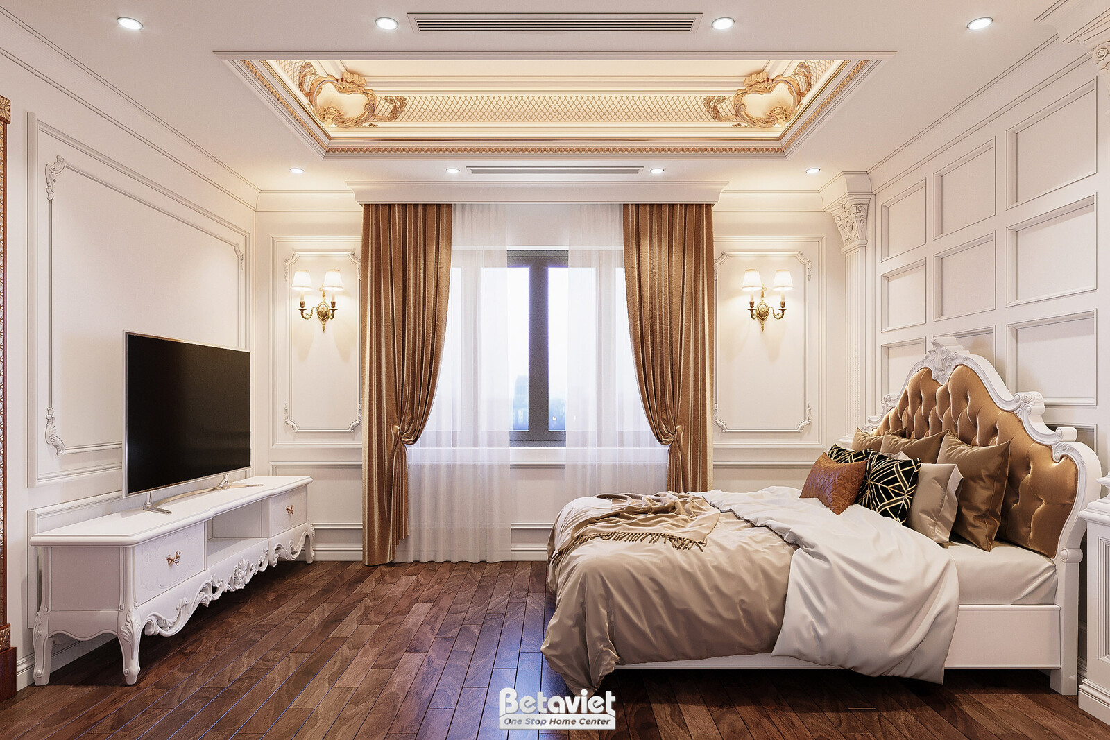 Nội thất phòng ngủ biệt thự tân cổ điển NT21013A – góc nhìn 15