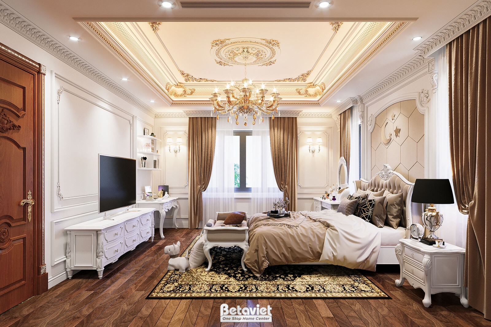 Nội thất phòng ngủ biệt thự tân cổ điển NT21013A – góc nhìn 8