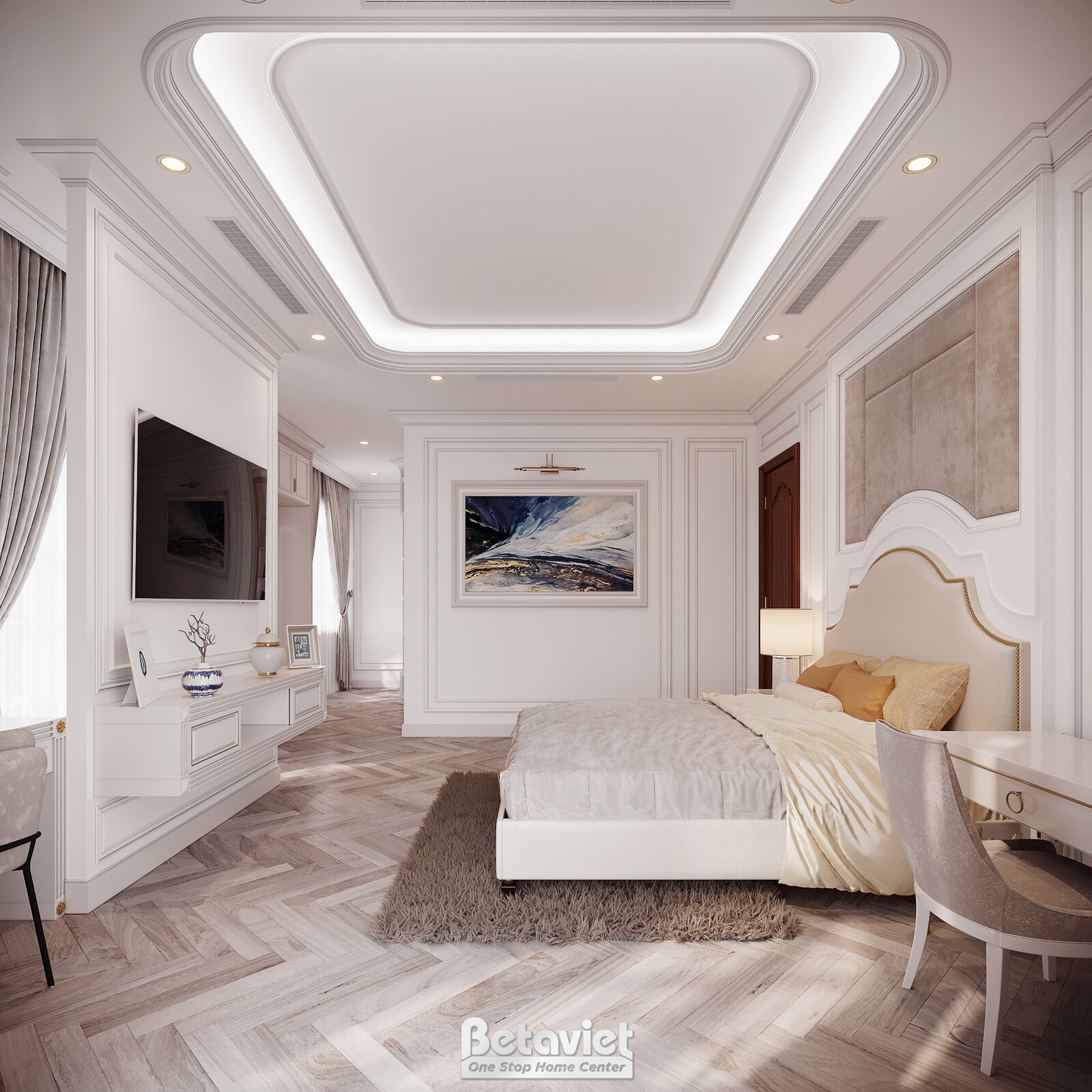 Nội thất phòng ngủ biệt thự tân cổ điển NT23323 – góc nhìn 7