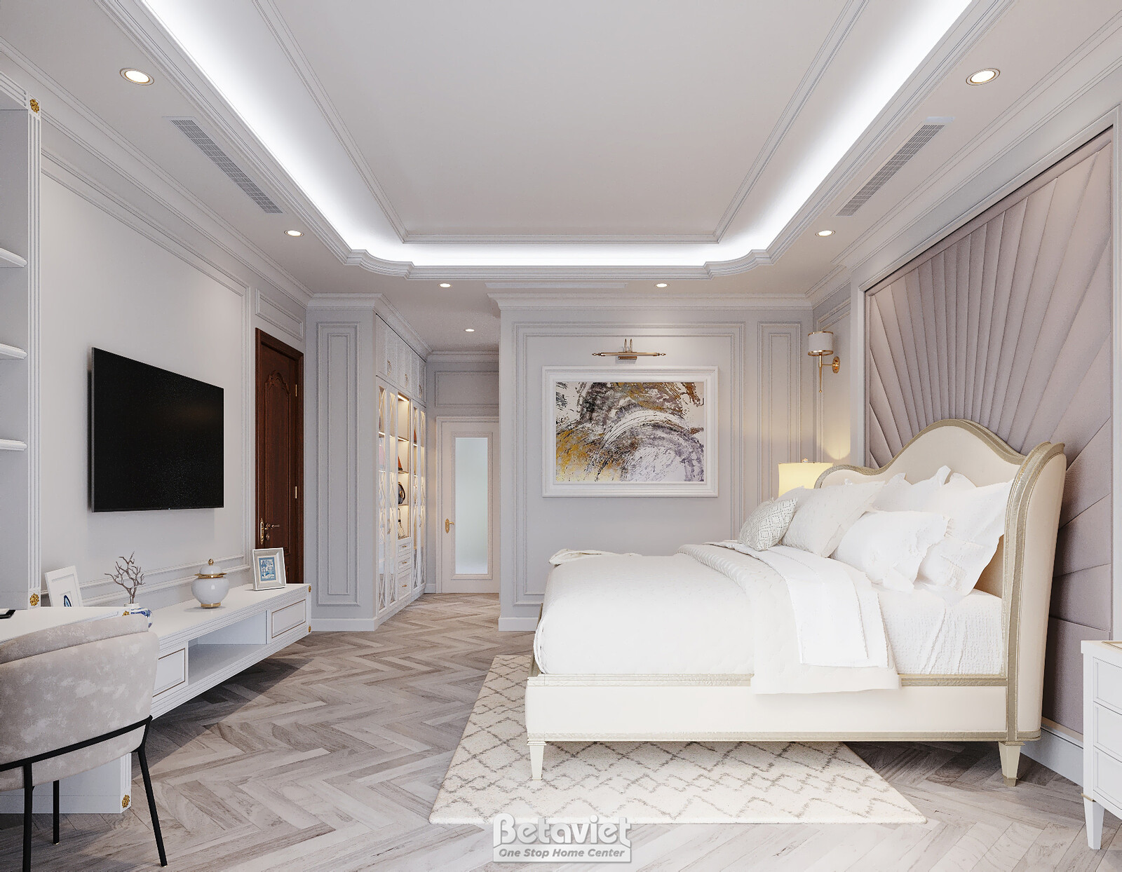 Nội thất phòng ngủ biệt thự tân cổ điển NT23323 – góc nhìn 11