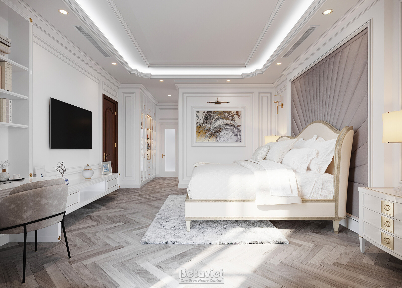 Nội thất phòng ngủ biệt thự tân cổ điển NT23323 – góc nhìn 6