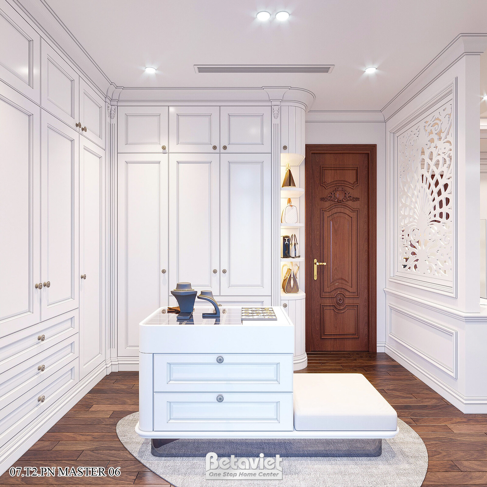 Nội thất phòng thay đồ biệt thự hiện đại KT22016 – góc nhìn 2
