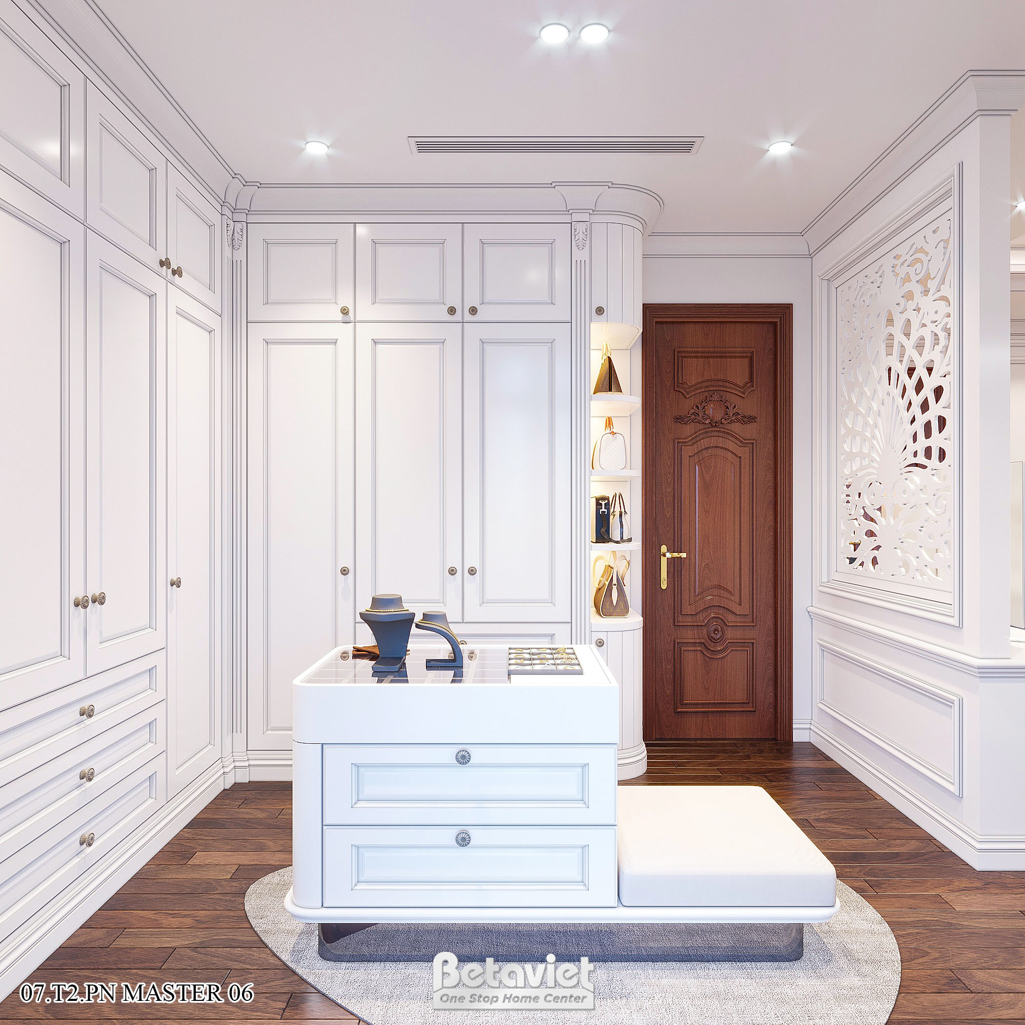 Thiết kế phòng thay đồ hiện đại biệt thự KĐT Vân Canh NT22016