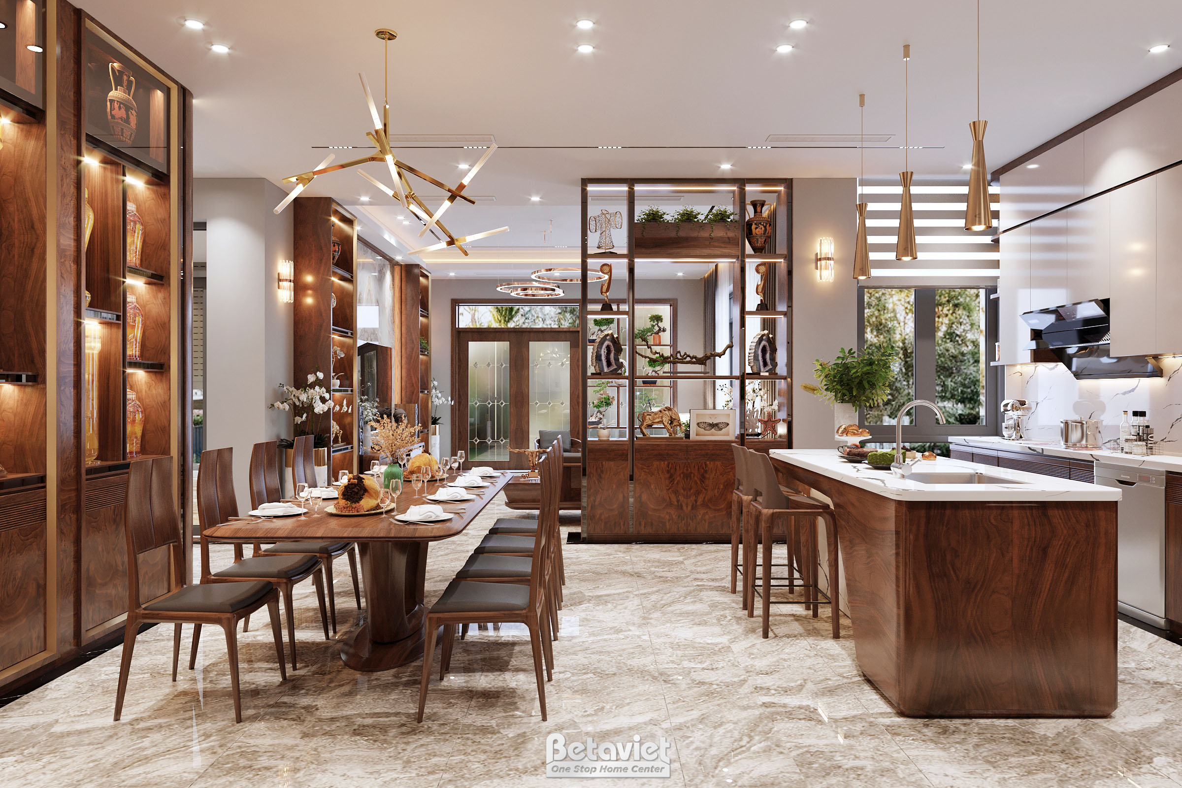 Nội thất phòng bếp biệt thự hiện đại NT23101