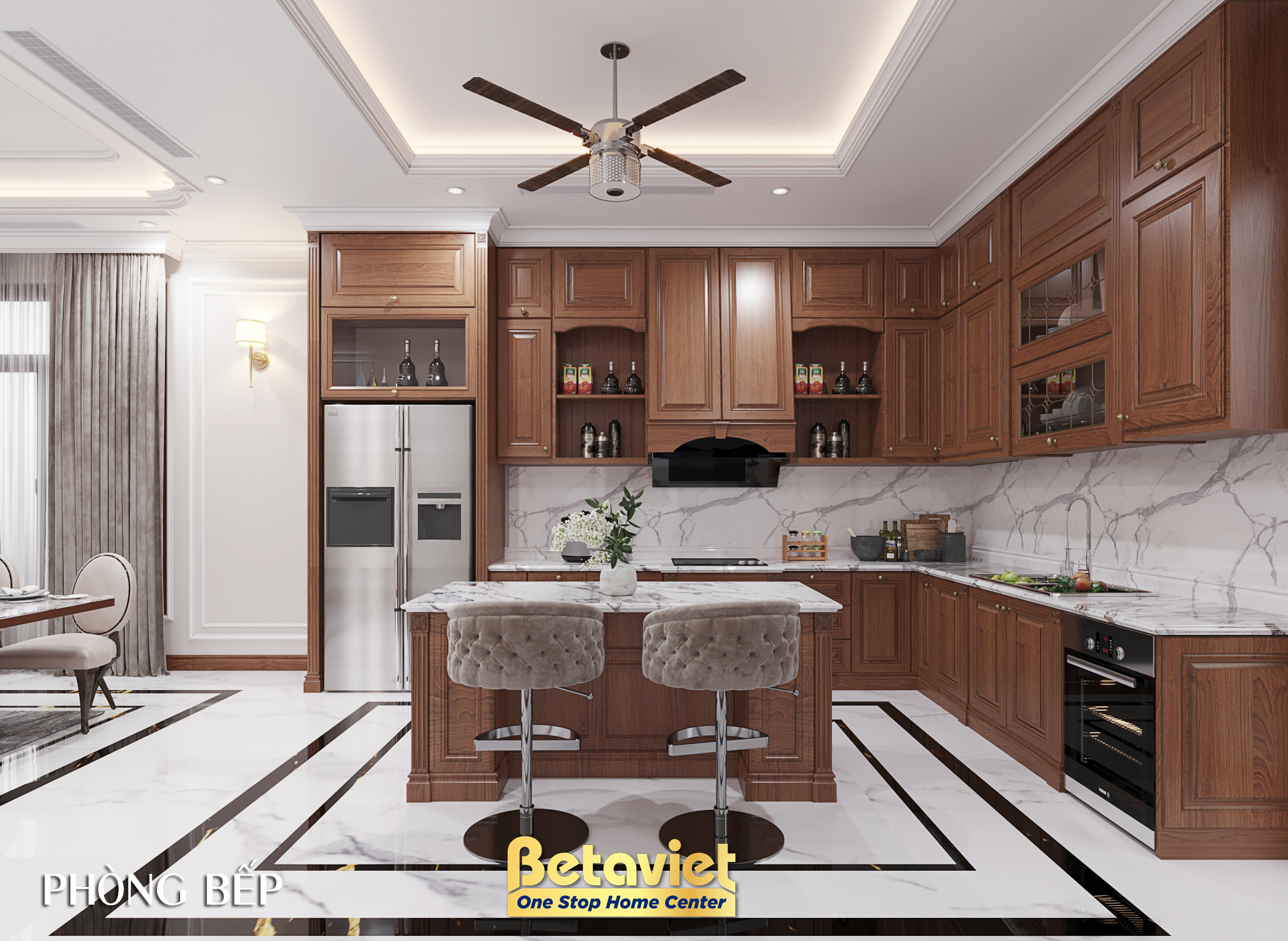 Nội thất phòng bếp biệt thự tân cổ điển NT23320