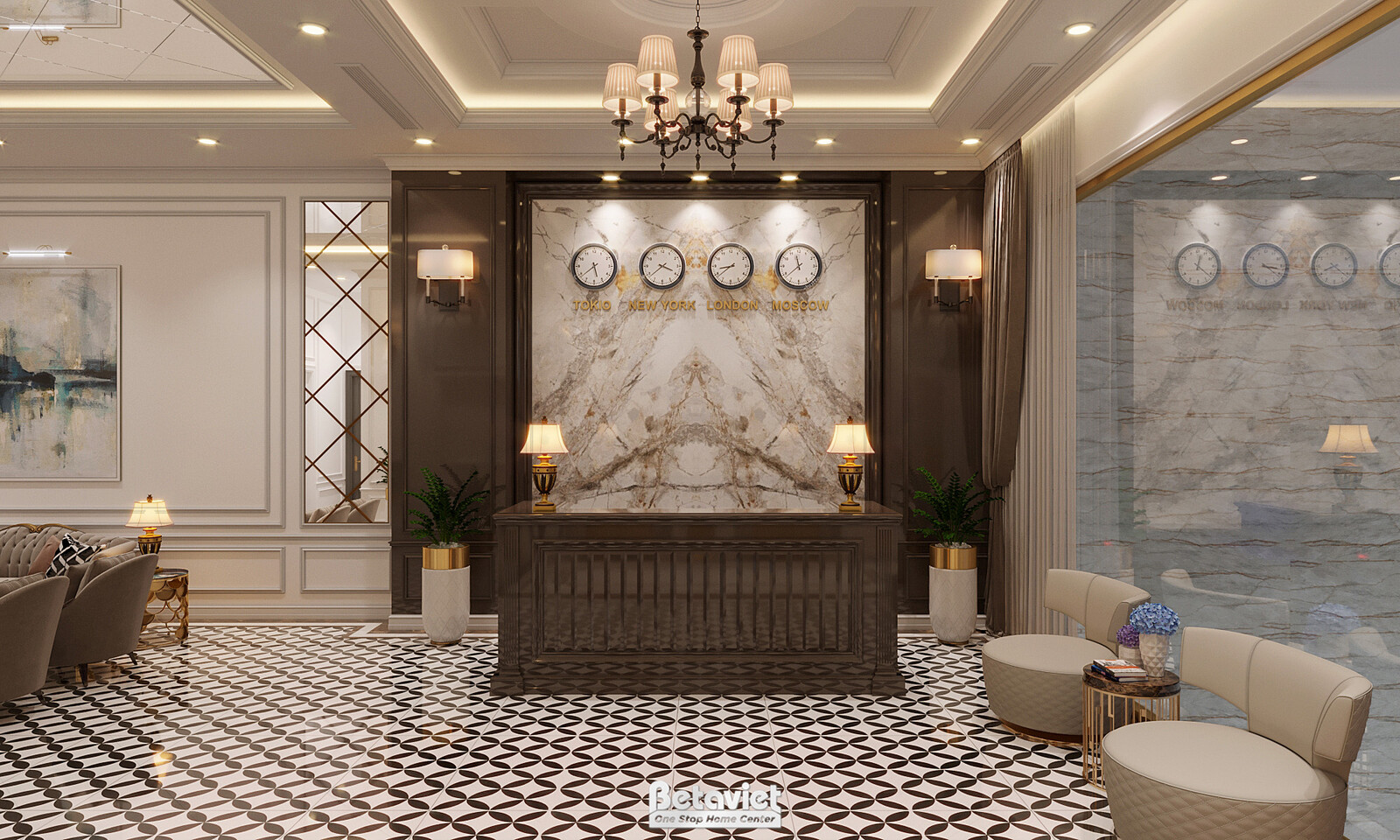 Nội thất phòng khách biệt thự Art Deco KT2009029 – góc nhìn 3