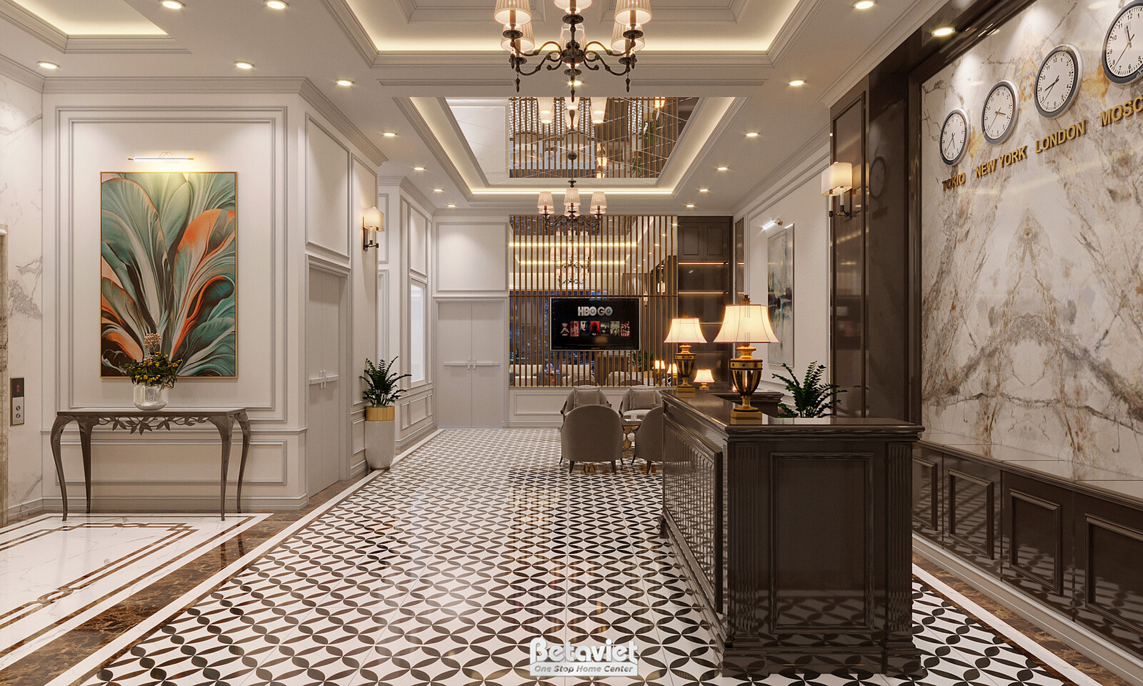 Nội thất phòng khách biệt thự Art Deco KT2009029 – góc nhìn 4