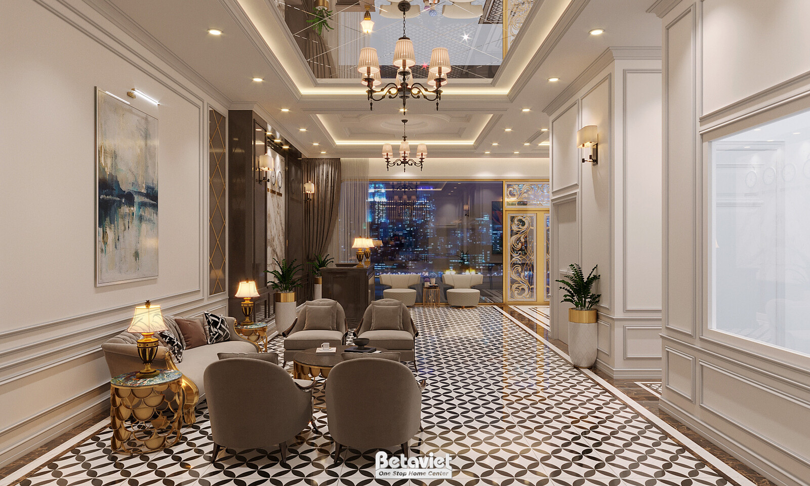 Nội thất phòng khách biệt thự Art Deco KT2009029 – góc nhìn 2