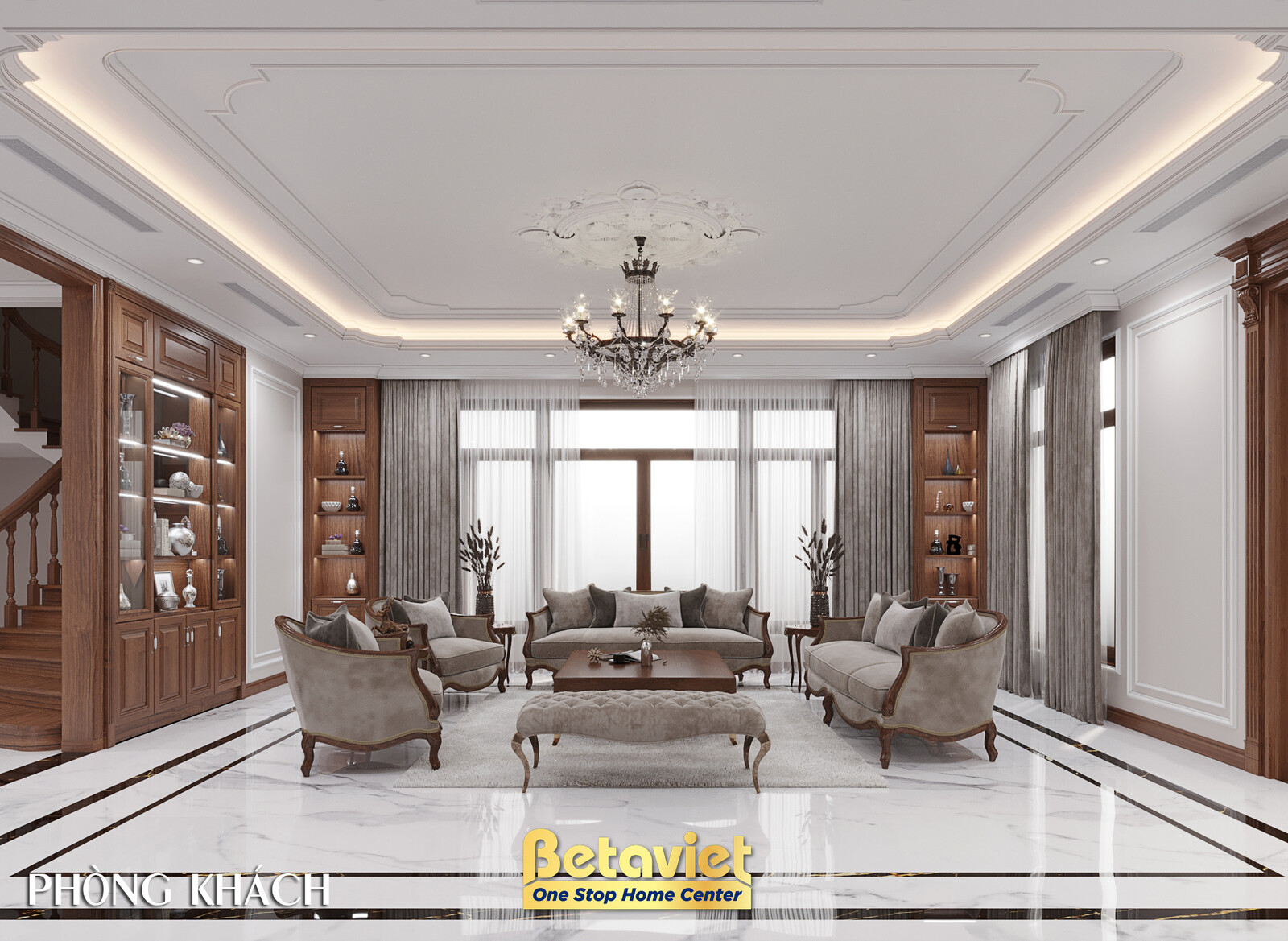 Biệt thự art deco NT23320 – phối cảnh mặt tiền
