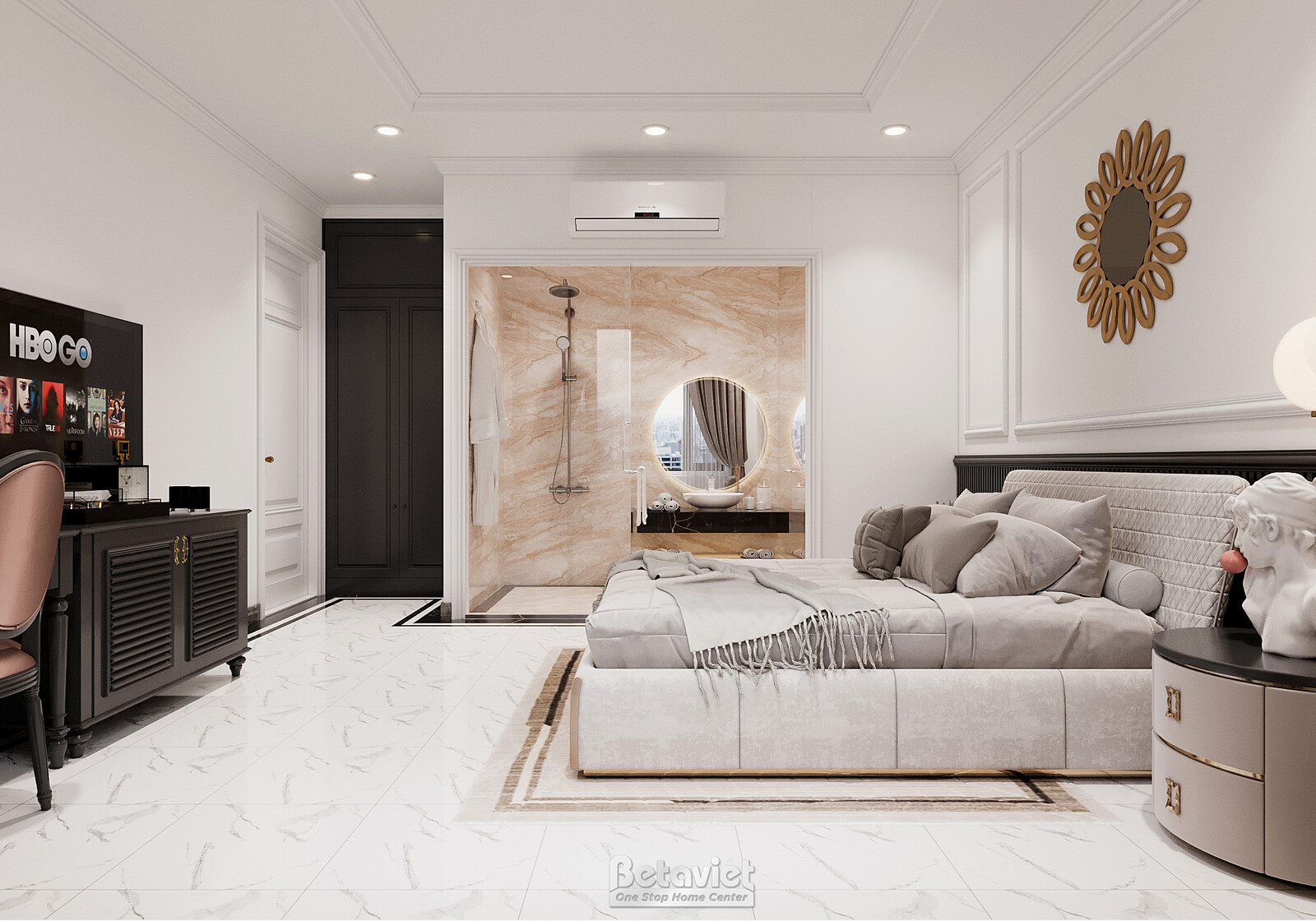 Nội thất phòng ngủ biệt thự Art Deco KT2009029 – góc nhìn 2