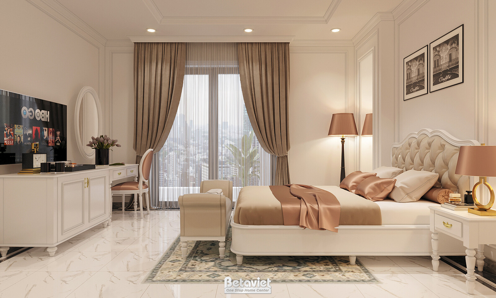 Nội thất phòng ngủ biệt thự Art Deco KT2009029 – góc nhìn 5