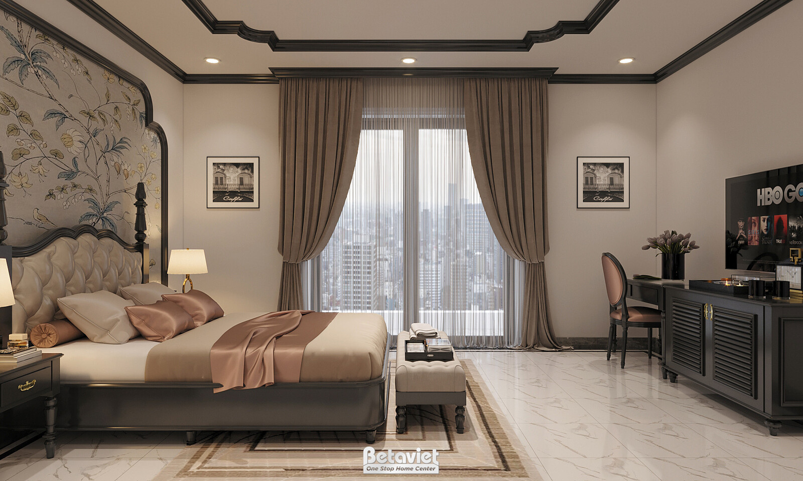 Nội thất phòng ngủ biệt thự Art Deco KT2009029 – góc nhìn 8
