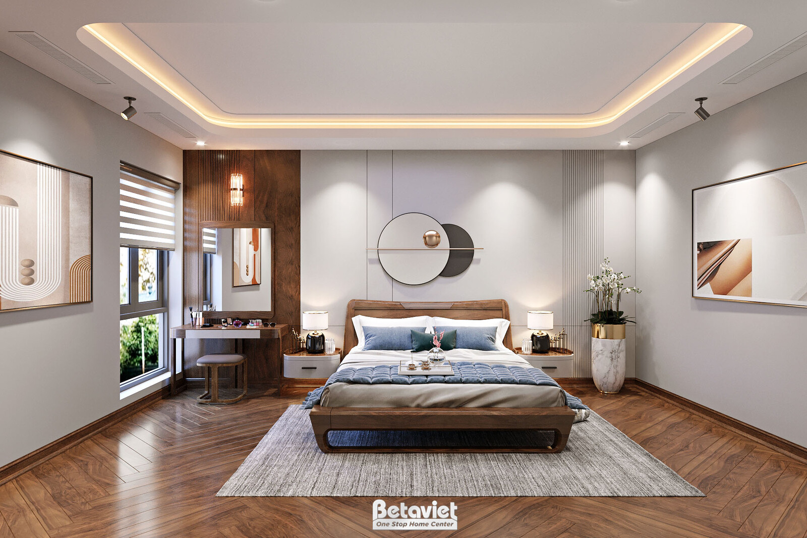 Nội thất phòng ngủ biệt thự hiện đại KT23101 – góc nhìn 2
