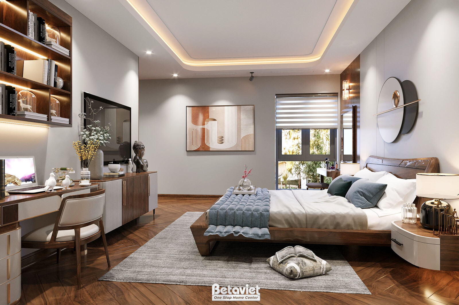 Nội thất phòng ngủ biệt thự hiện đại KT23101 – góc nhìn 4
