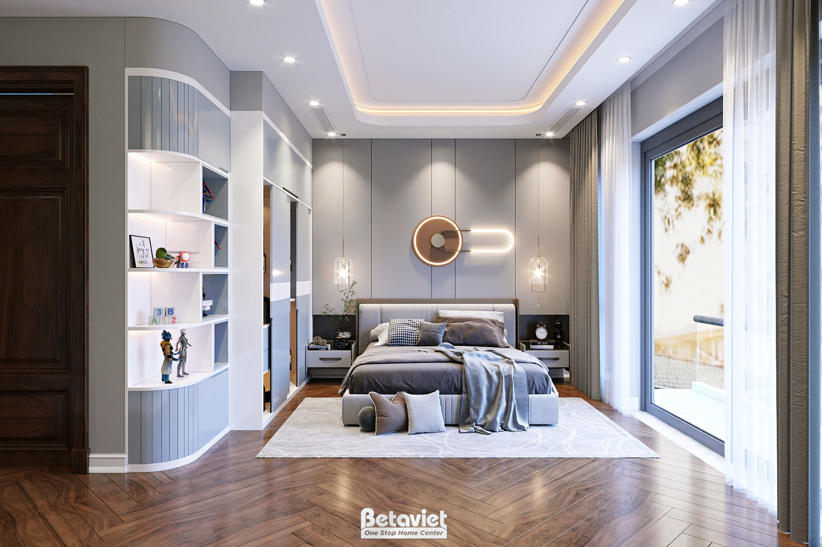 Nội thất phòng ngủ biệt thự hiện đại KT23101 – góc nhìn 3