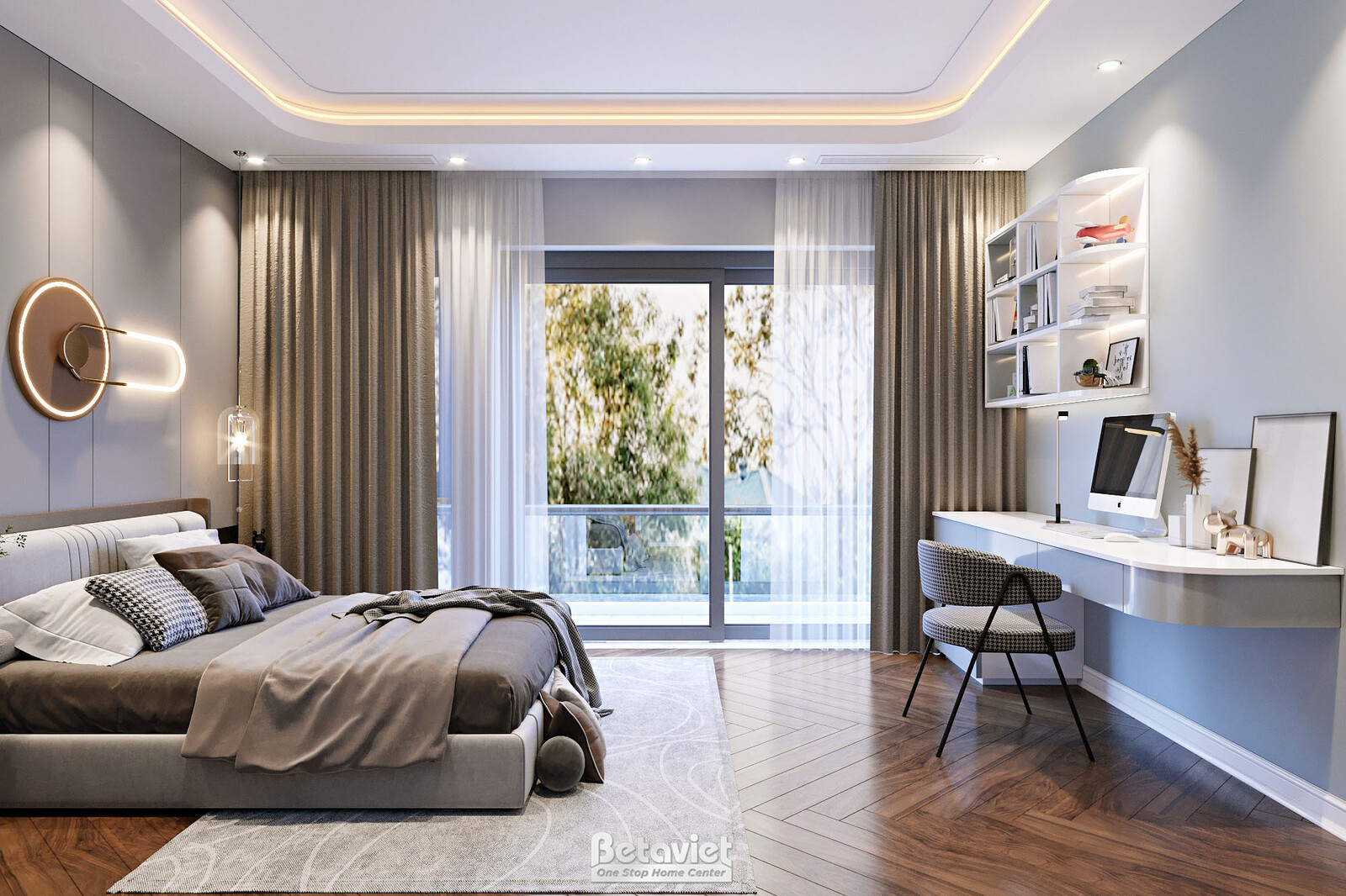 Nội thất phòng ngủ biệt thự hiện đại KT23101 – góc nhìn 6