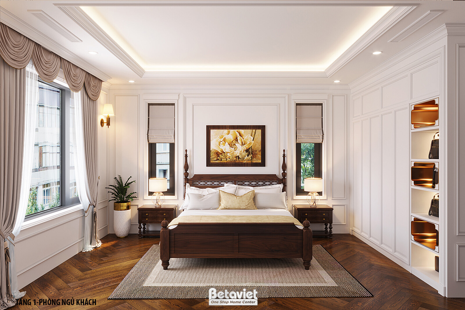 Nội thất phòng ngủ biệt thự Indochine KT22085 – góc nhìn 13