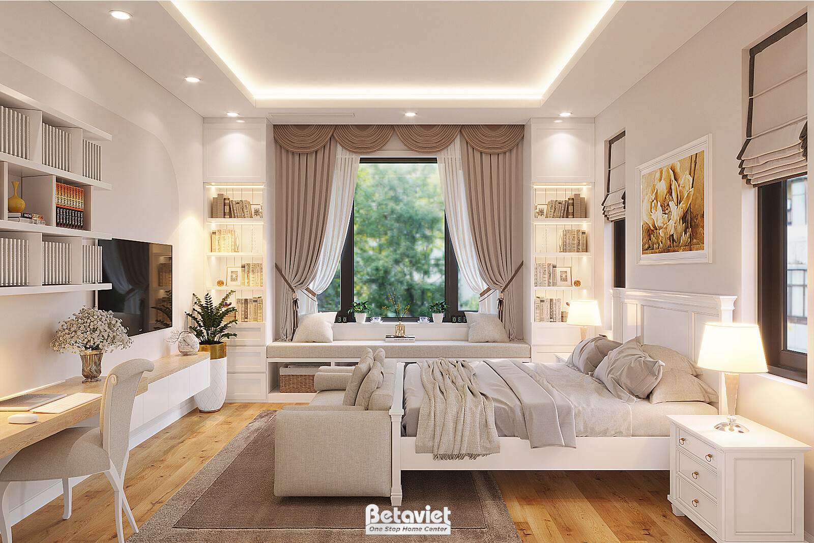 Nội thất phòng ngủ biệt thự Indochine KT22085 – góc nhìn 14