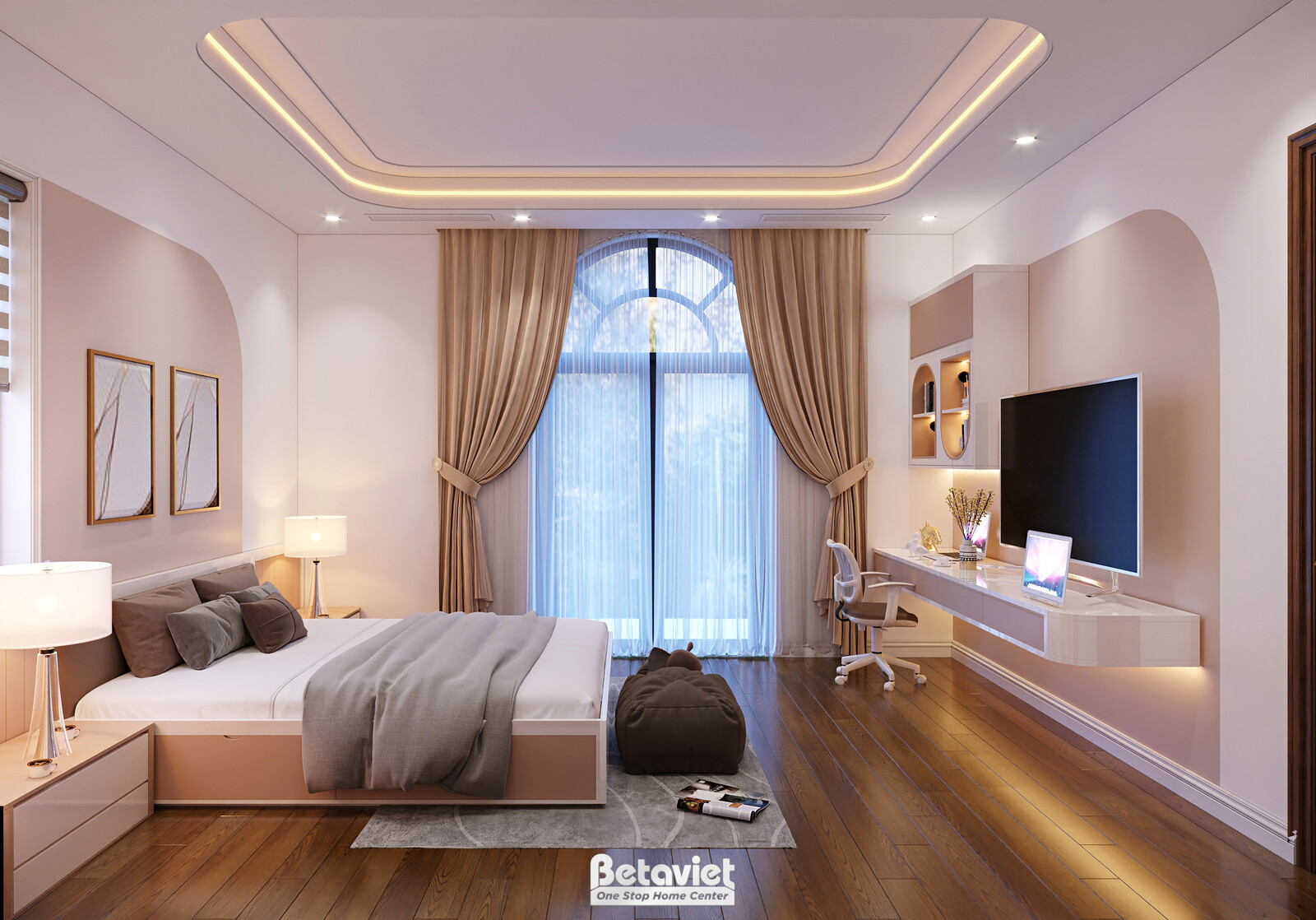 Nội thất phòng ngủ biệt thự tân cổ điển KT23123 – góc nhìn 2
