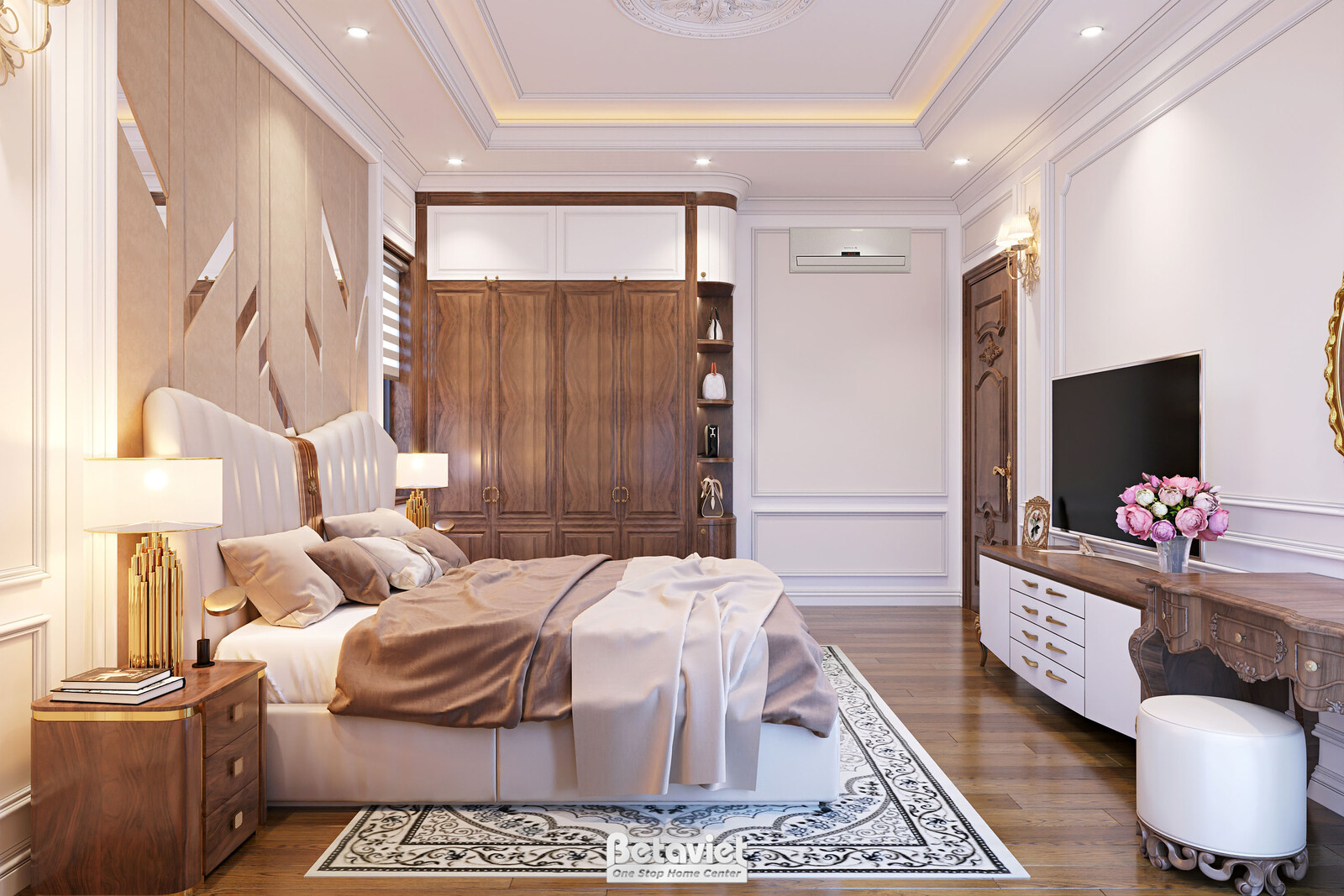 Nội thất phòng ngủ biệt thự tân cổ điển KT23123 – góc nhìn 15