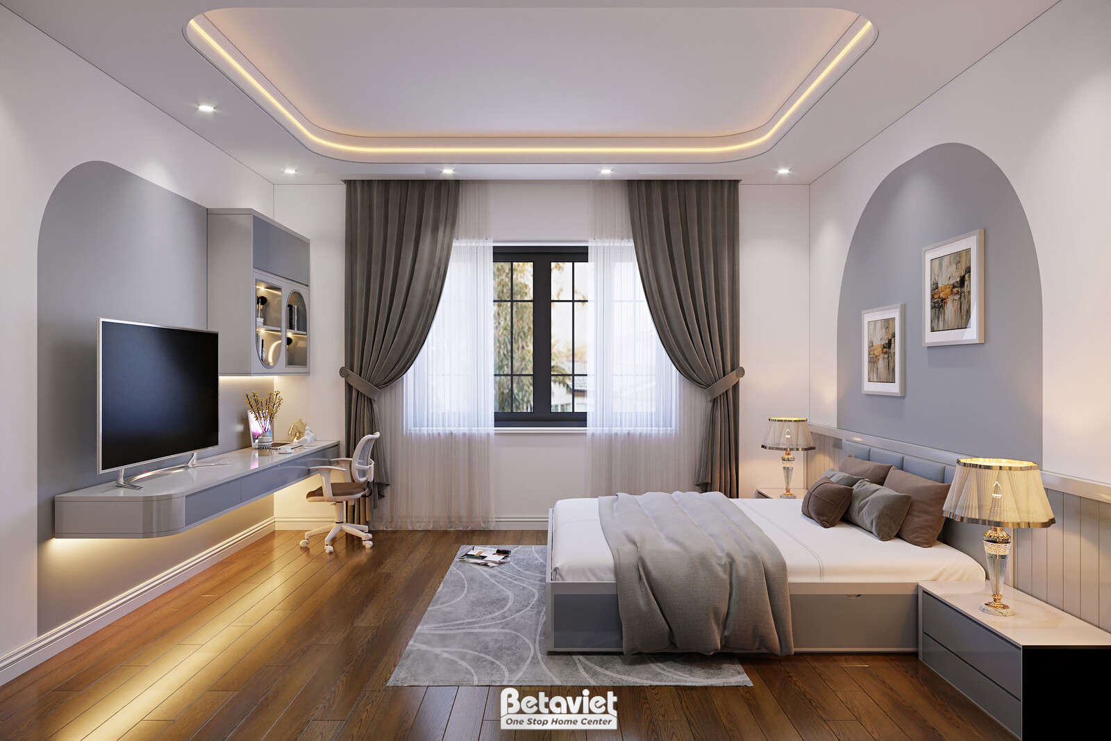 Nội thất phòng ngủ biệt thự tân cổ điển KT23123 – góc nhìn 17