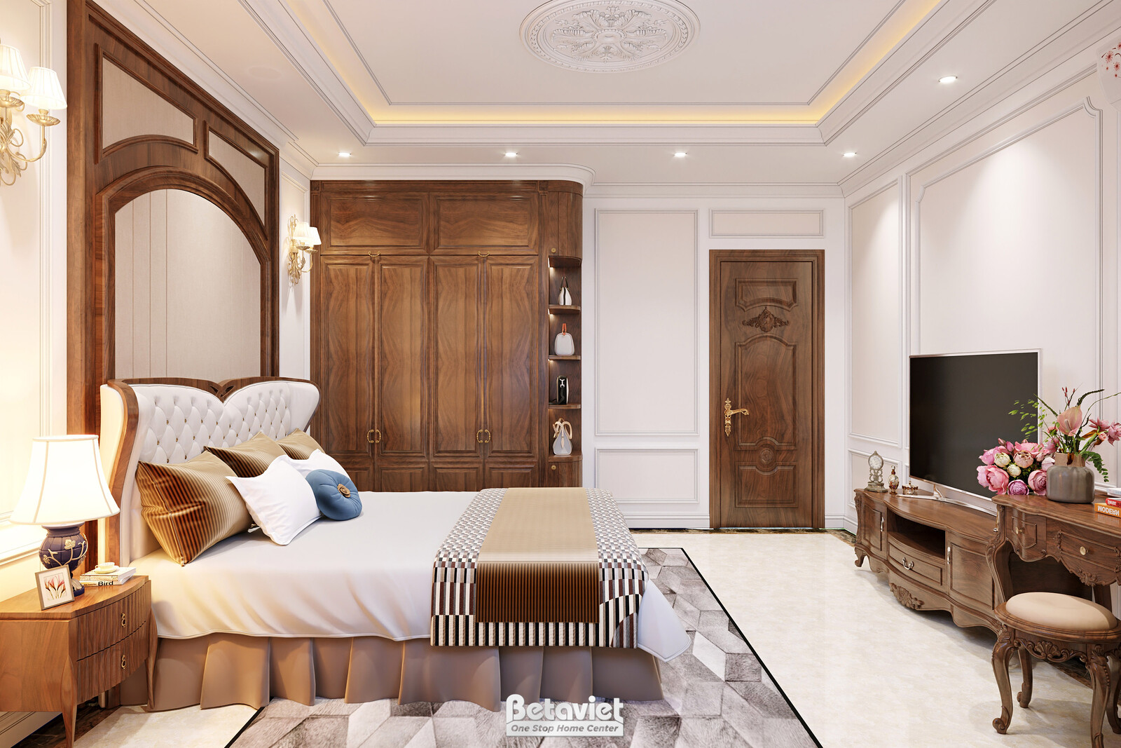 Nội thất phòng ngủ biệt thự tân cổ điển KT23123 – góc nhìn 7
