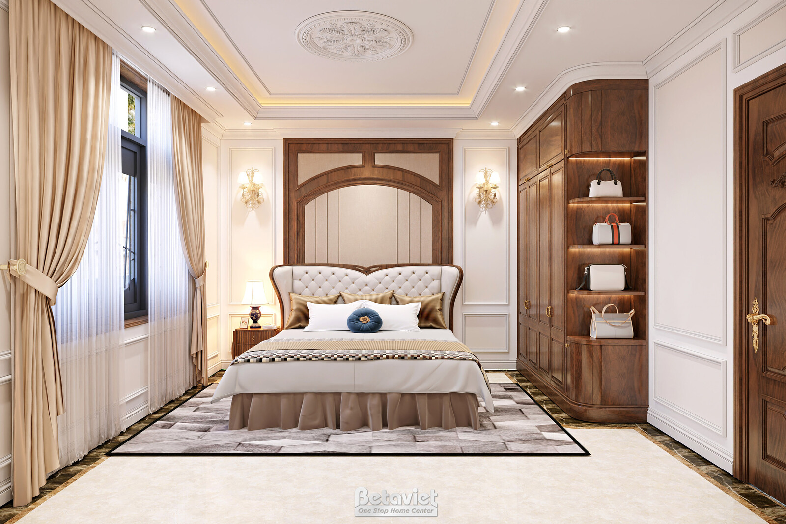 Nội thất phòng ngủ biệt thự tân cổ điển KT23123 – góc nhìn 8