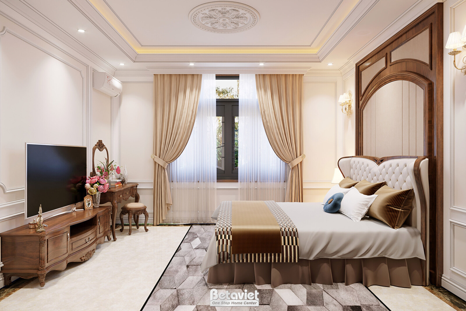 Nội thất phòng ngủ biệt thự tân cổ điển KT23123 – góc nhìn 9