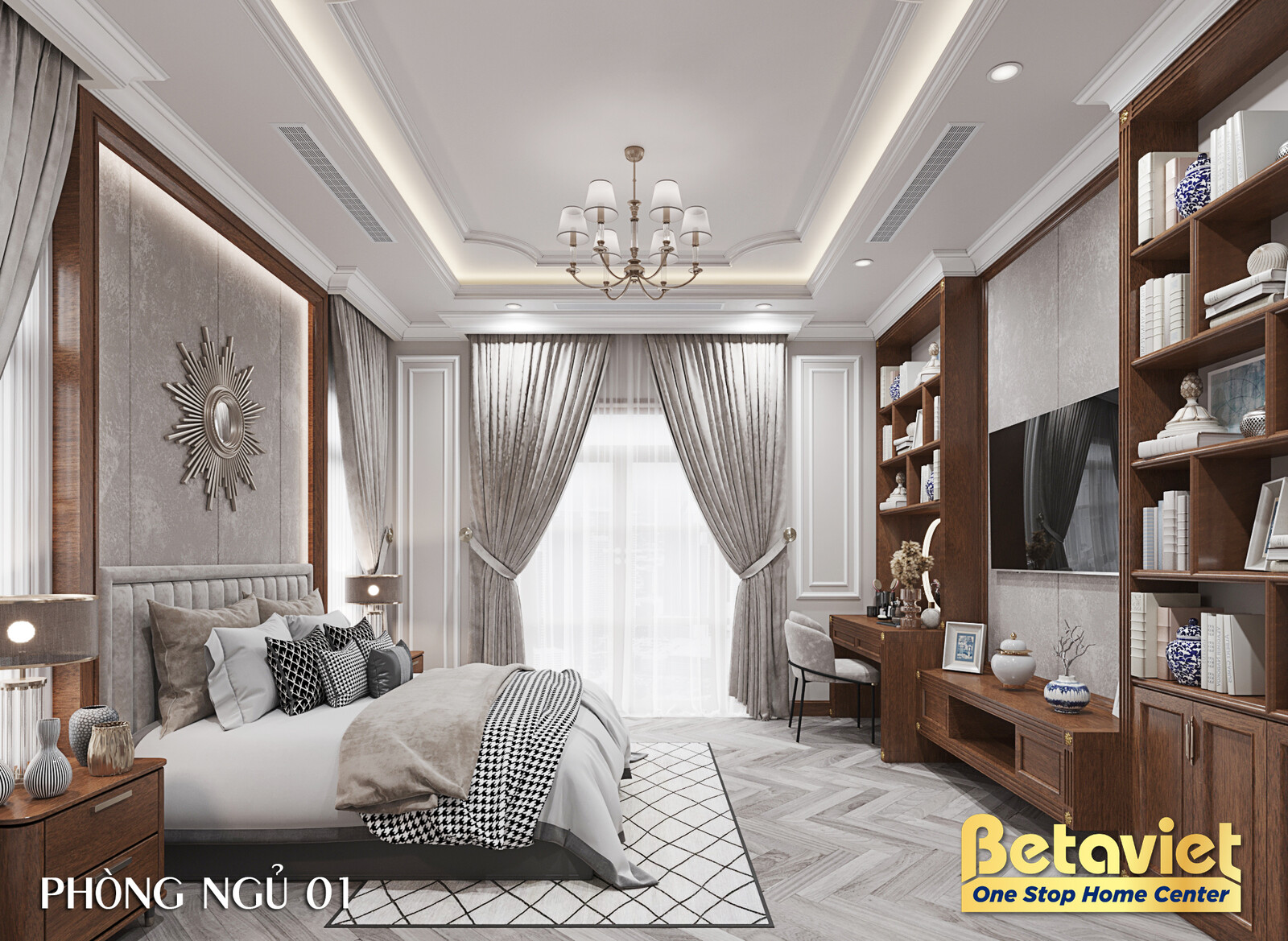Nội thất phòng ngủ biệt thự tân cổ điển KT23044 – góc nhìn 16