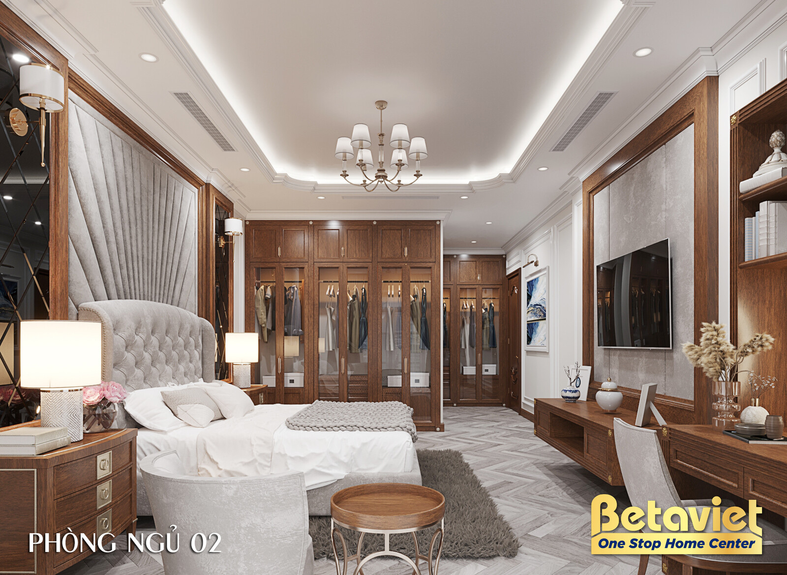 Nội thất phòng ngủ biệt thự tân cổ điển KT23044 – góc nhìn 14