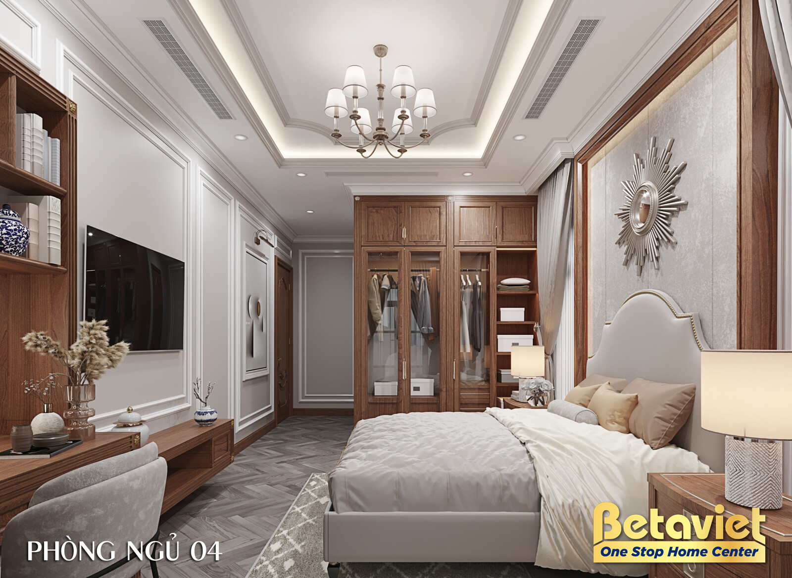 Nội thất phòng ngủ biệt thự tân cổ điển KT23044 – góc nhìn 13
