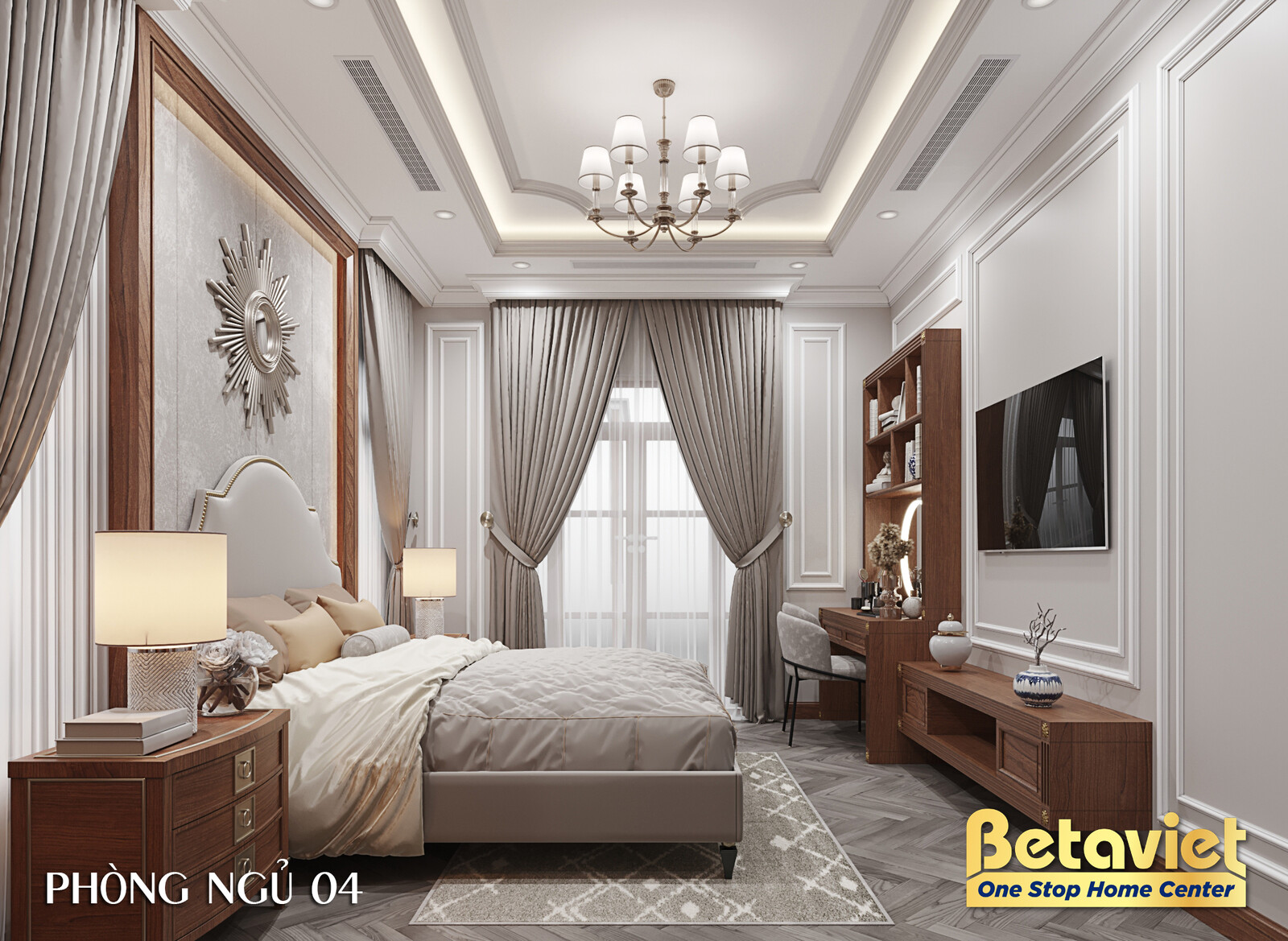 Nội thất phòng ngủ biệt thự tân cổ điển KT23044 – góc nhìn 11