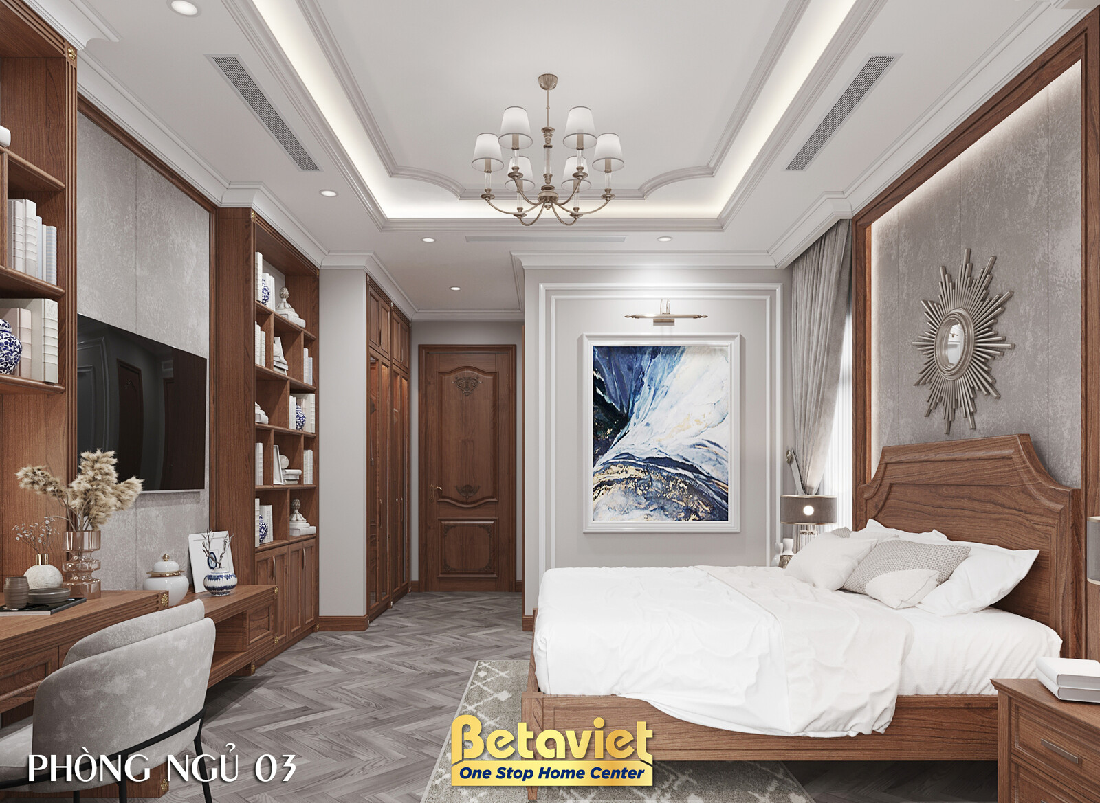 Nội thất phòng ngủ biệt thự tân cổ điển KT23044 – góc nhìn 7
