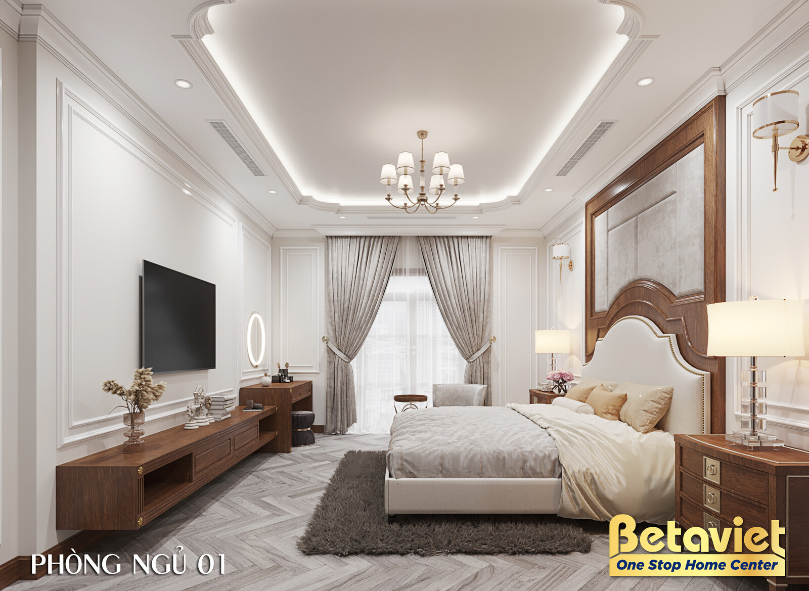 Nội thất phòng ngủ biệt thự tân cổ điển KT23044 – góc nhìn 6