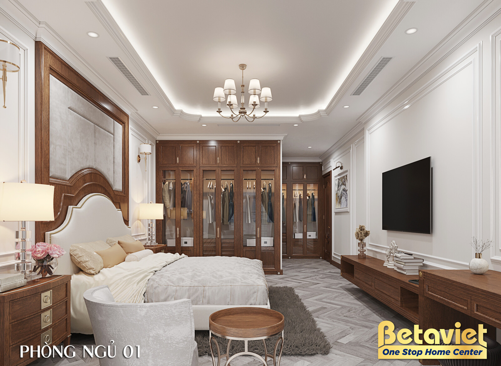 Nội thất phòng ngủ biệt thự tân cổ điển KT23044 – góc nhìn 4