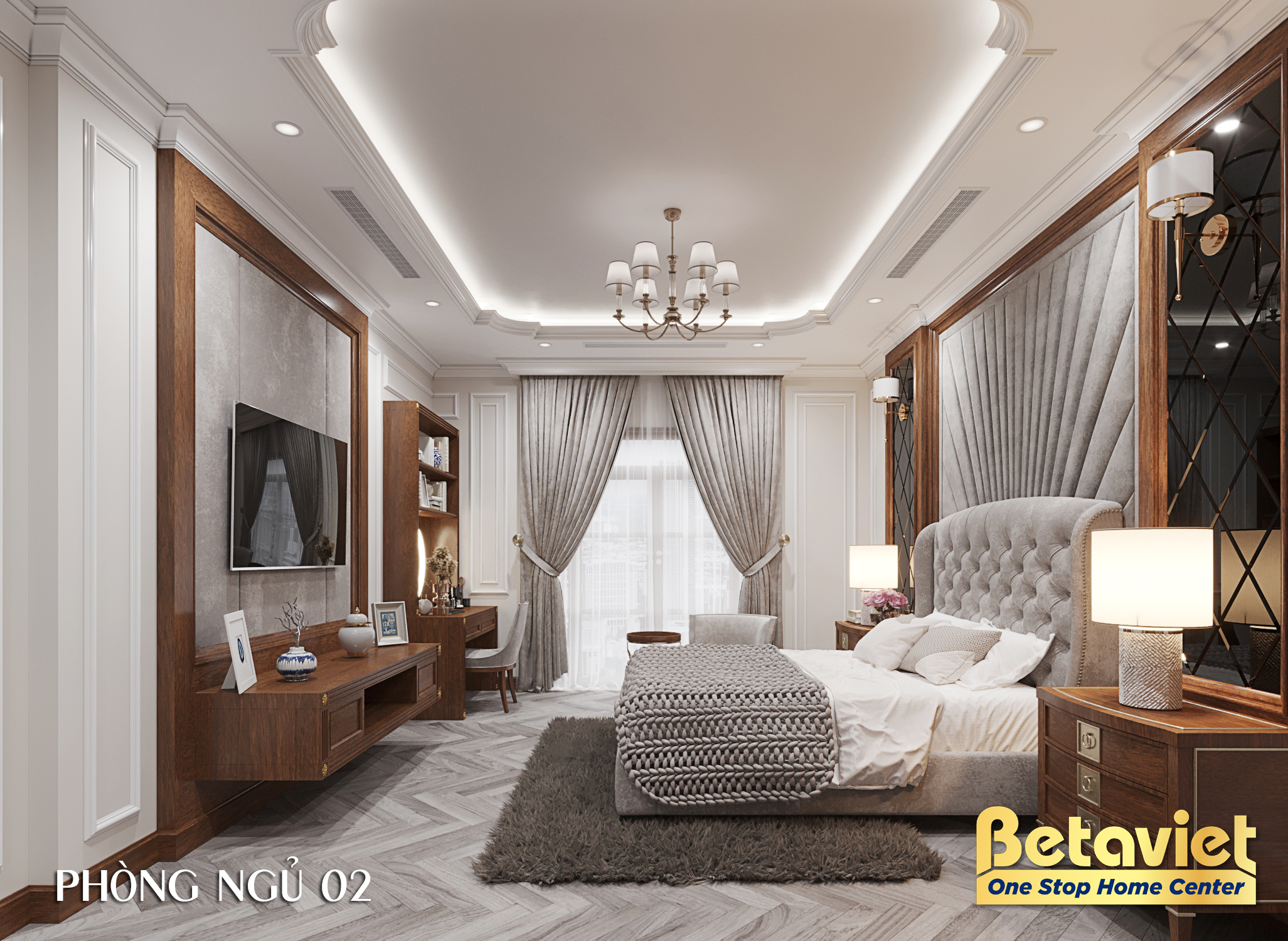 Nội thất phòng ngủ biệt thự tân cổ điển NT23320