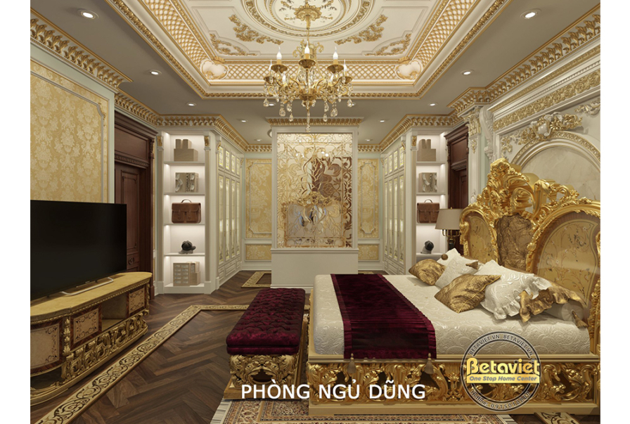 Nội thất phòng ngủ biệt thự tân cổ điển NT22030 – góc nhìn 6