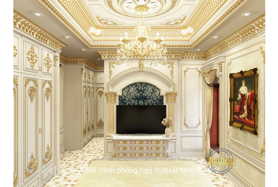 Nội thất phòng ngủ biệt thự tân cổ điển NT22030 – góc nhìn 3
