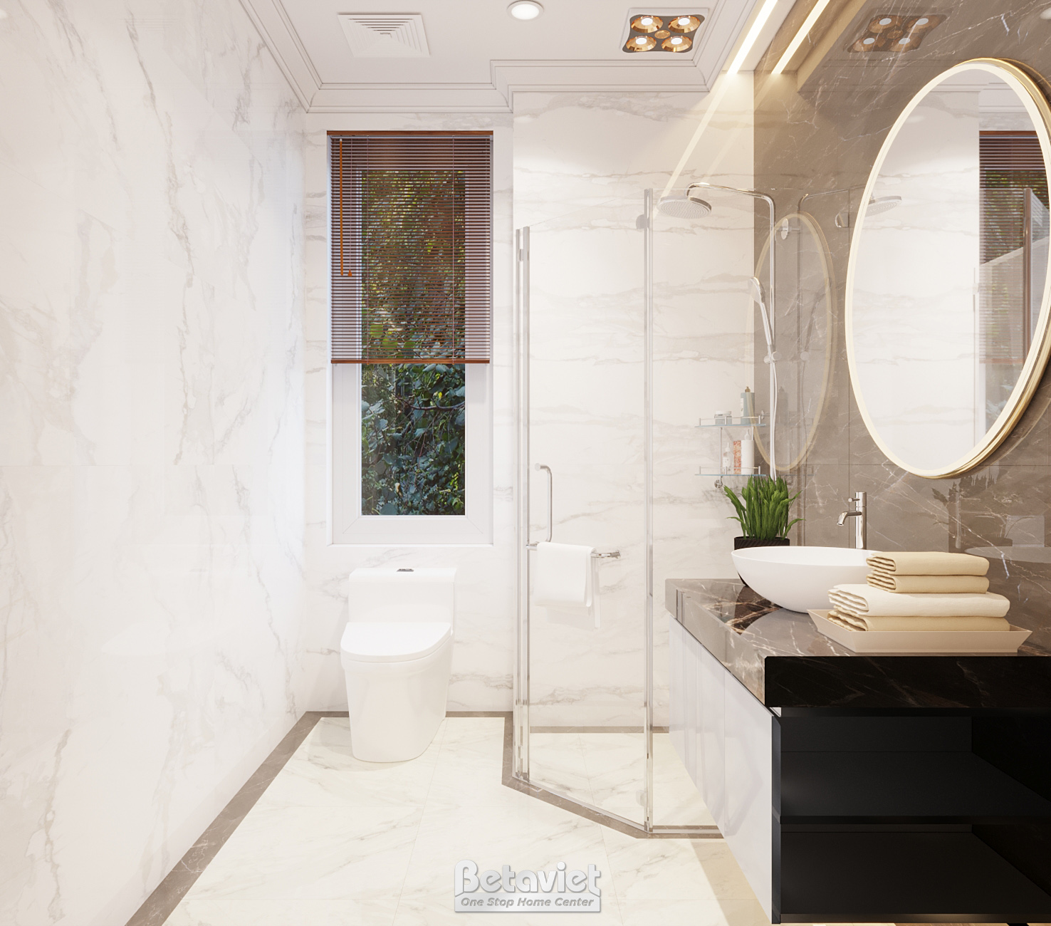 Thiết kế phòng tắm biệt thự Indochine tại Bình Dương NT22085