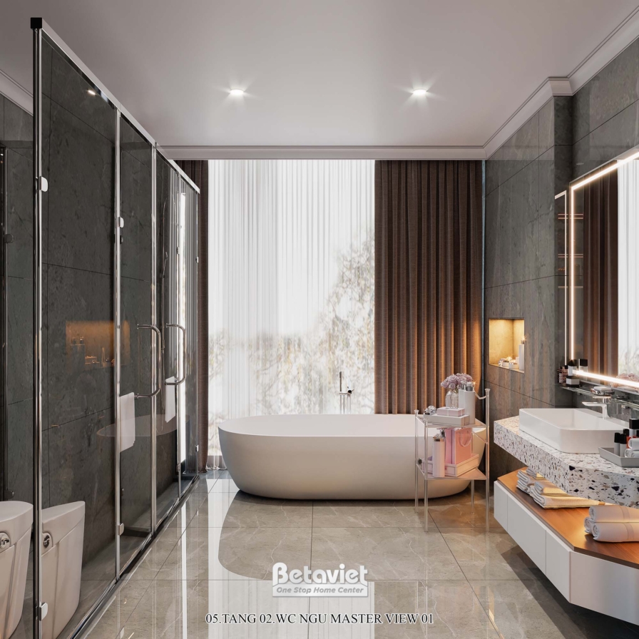 Mẫu nội thất phòng tắm hiện đại biệt thự châu Âu NT22217