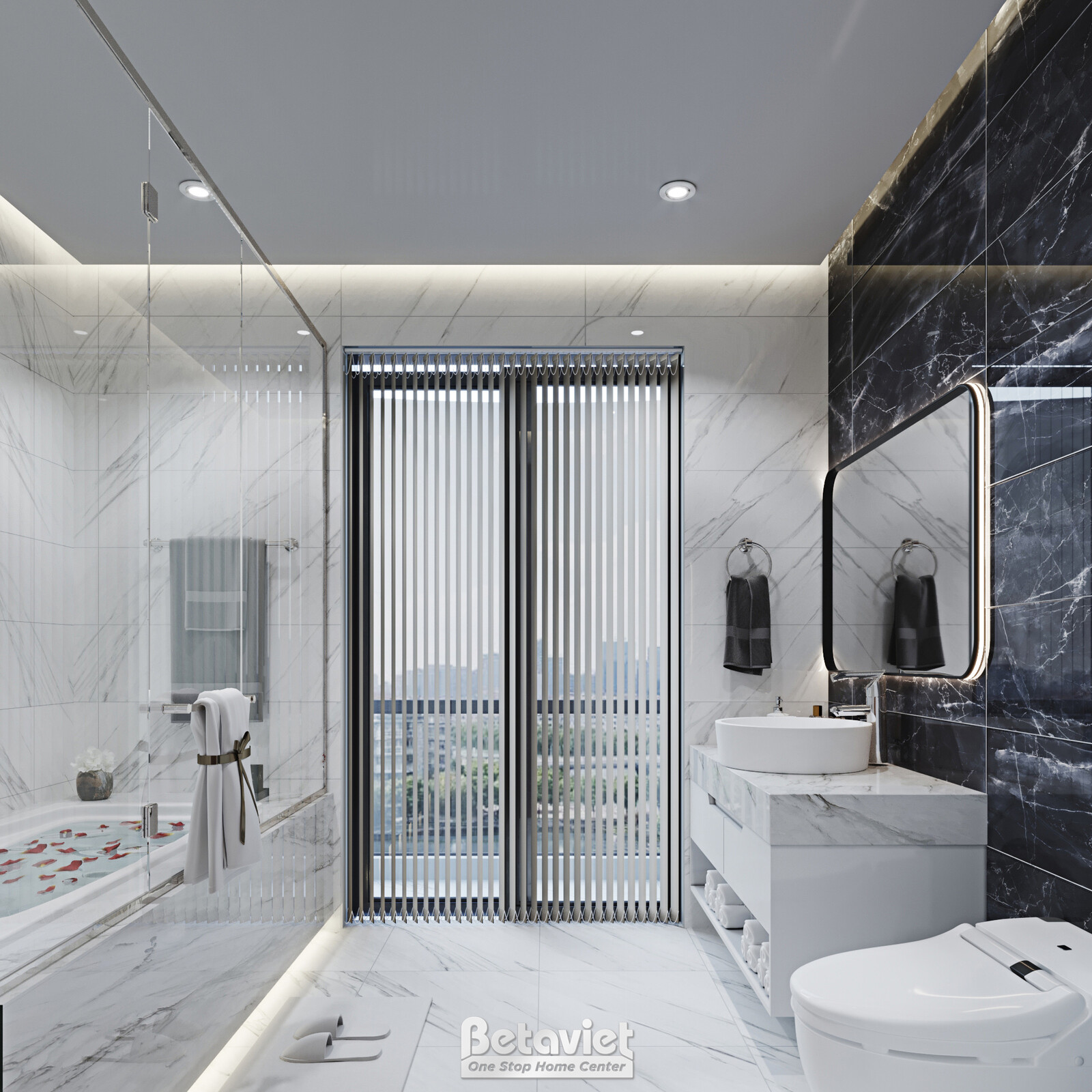 Nội thất phòng tắm biệt thự tân cổ điển NT23321 – góc nhìn tổng thể